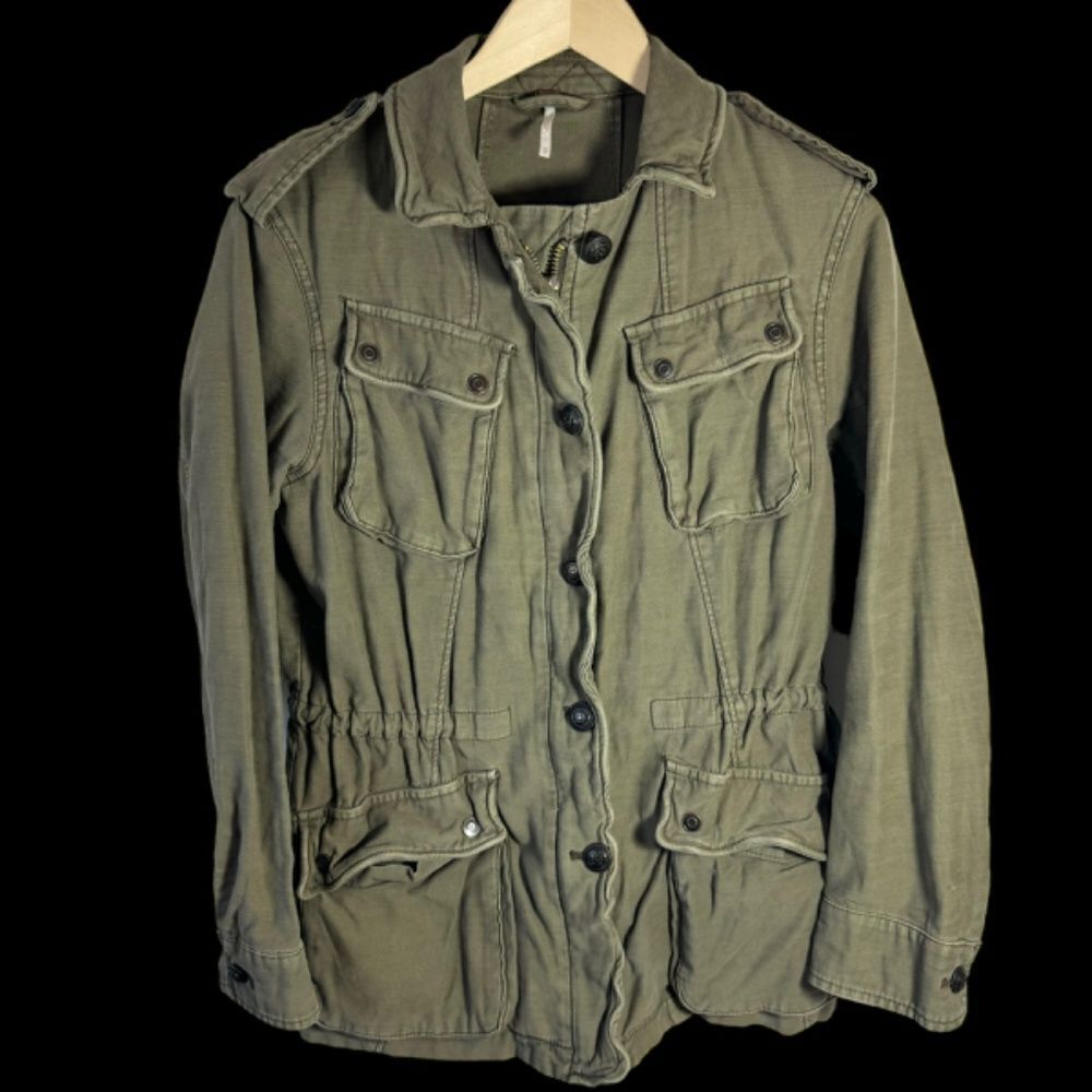 Free People Army Green Flak Utility Jacket‎ Sz XS
